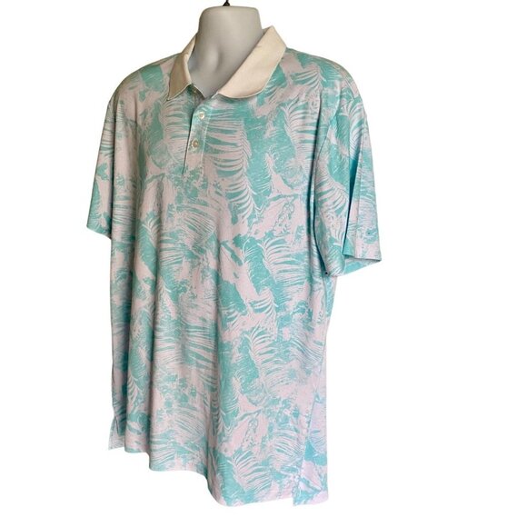 Tackle & Tides Palm Print Short Sleeve Polo Men's Large - Picture 3 of 7